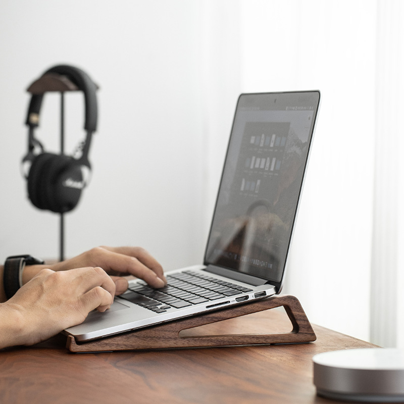 Cooling Stand Tablet - Wooden Laptop Stand, Vertical Desktop Heightening