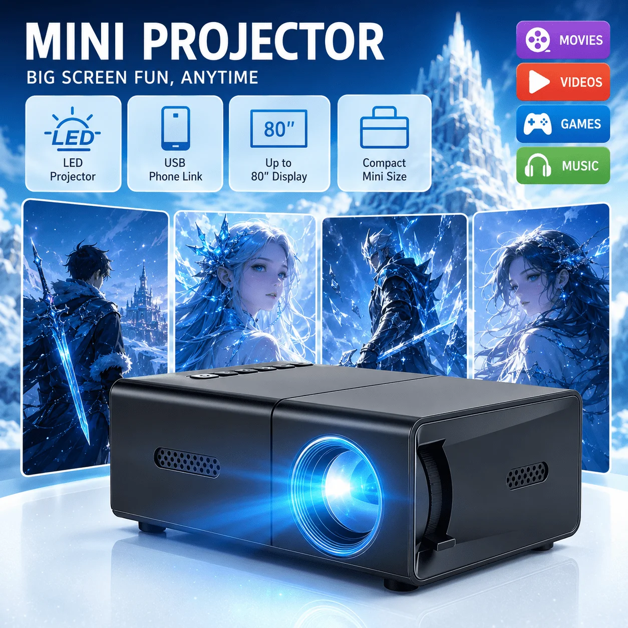Mini portable projector, compa - đánh giá và giá Android Tablet Gaming Accessories