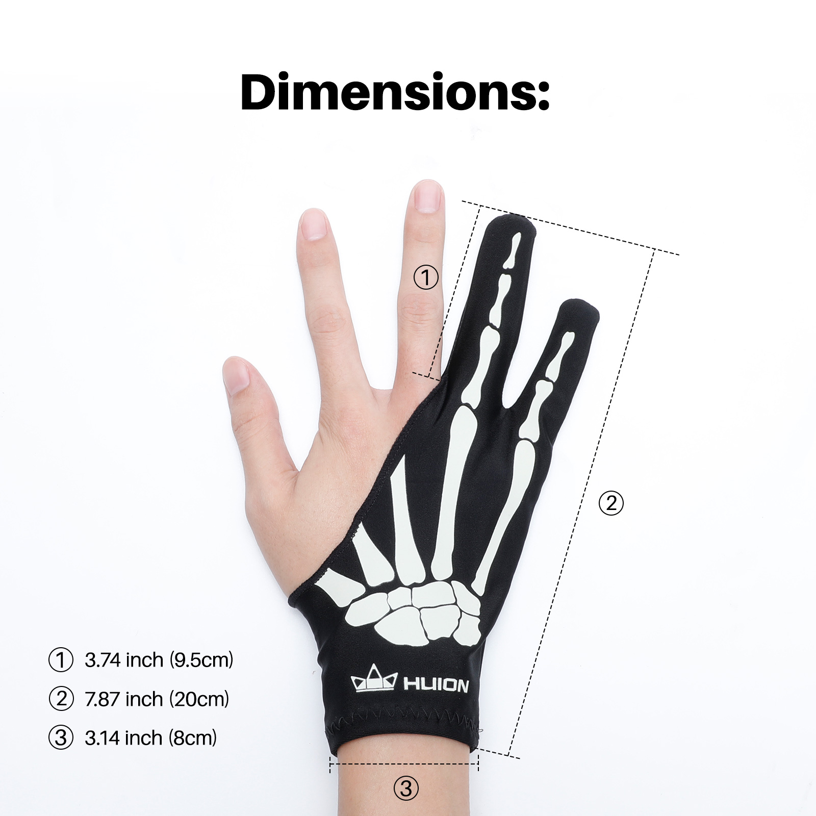Huion Skeleton Glove Two- Fing - đánh giá và giá Drawing Glove Artist